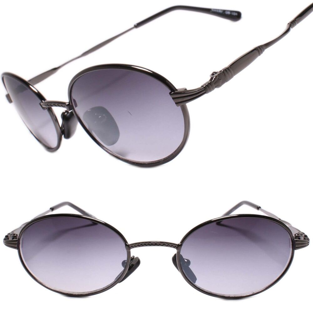 Mens Womens True Vintage Old School Hip 80s 90s Oval Sunglasses Gunmetal Frame
